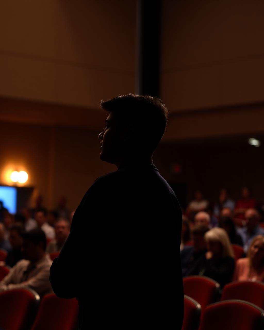 A young audience member standing to ask a question.